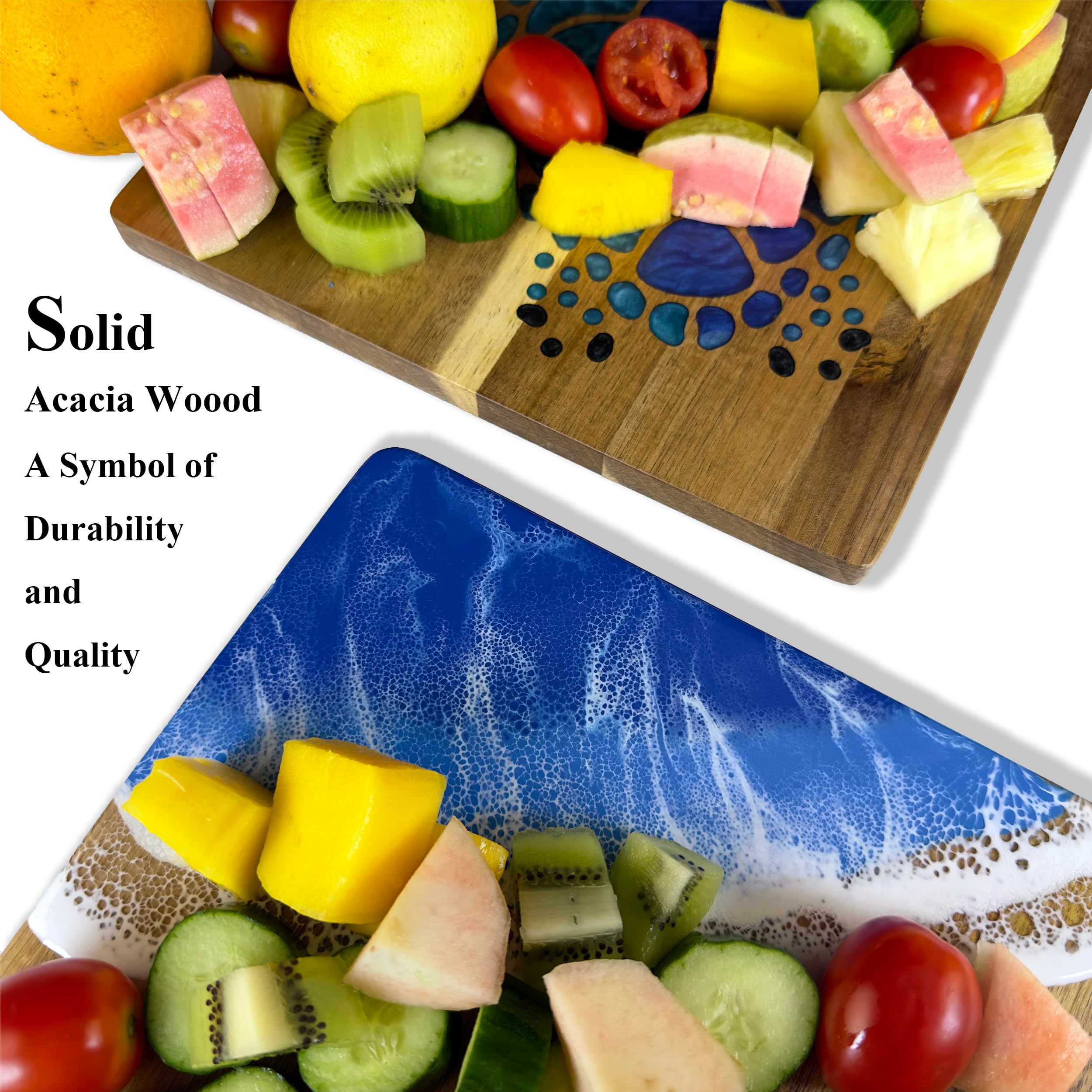 LILKUISYN premium acacia wood board provides stability and grip during chopping and serving.