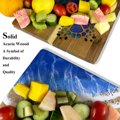 LILKUISYN premium acacia wood board provides stability and grip during chopping and serving.