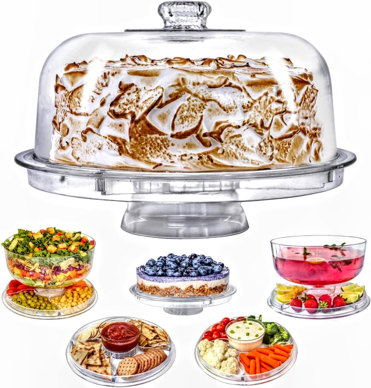 Lillian Tablesettings cake stand with dome cover for elegant dessert display.
