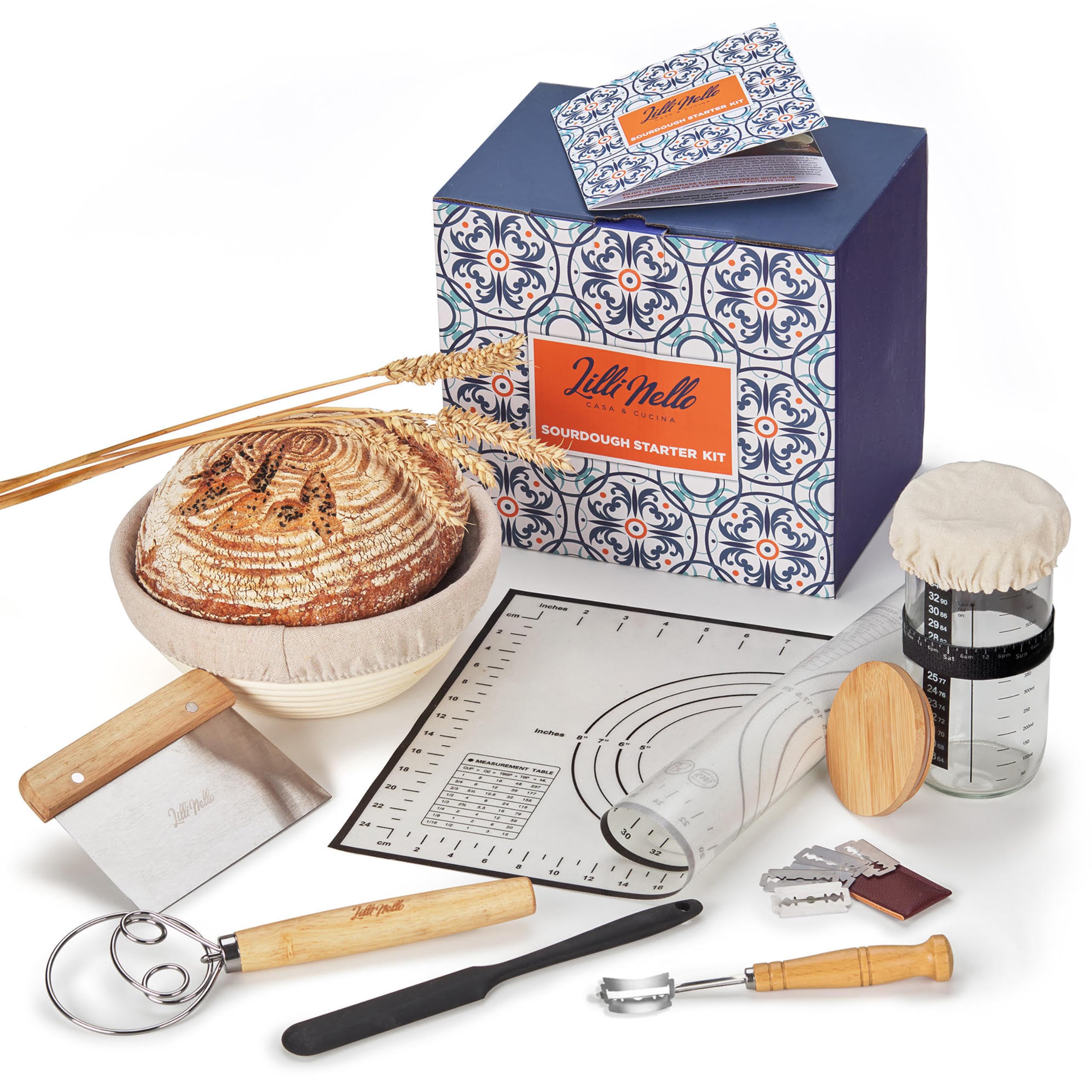 Lillinello sourdough starter jar with lid for easy growth tracking.