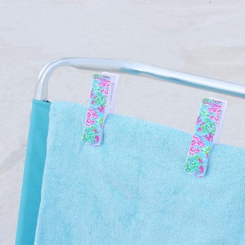 Lilly Pulitzer beach chair clips hold towels securely against breeze