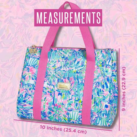 Lilly Pulitzer premium design lunch bag features bold print and durable hardware.