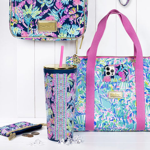 Lilly Pulitzer shoulder straps provide comfortable carrying for daily use.