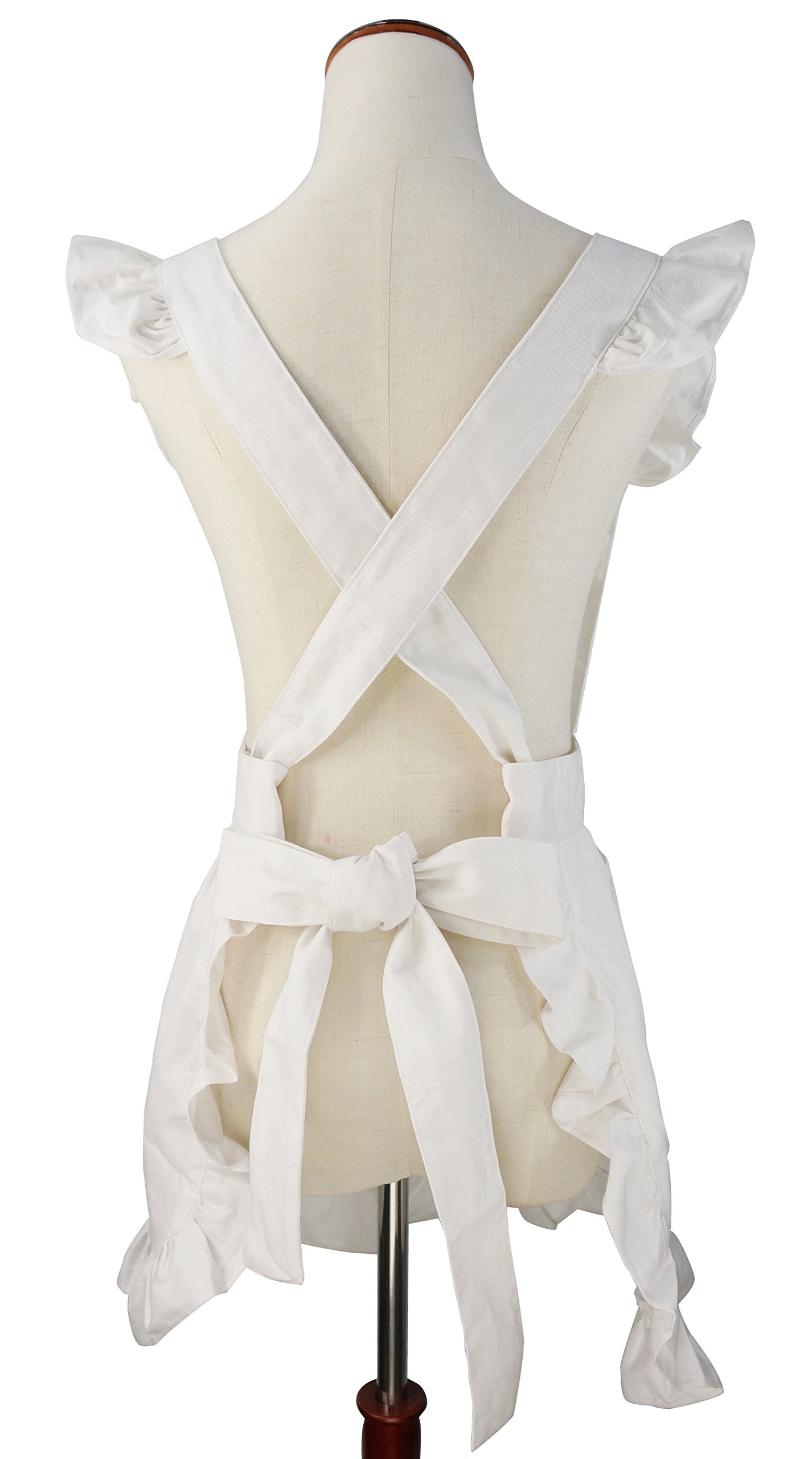 LilMents apron back view shows adjustable waist for flexible sizing