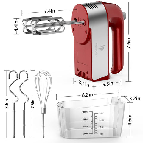 LILPARTNER includes five stainless steel attachments for dough, beating, and whisking