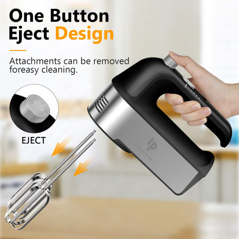 LILPARTNER hand mixer eject button enables quick attachment changes