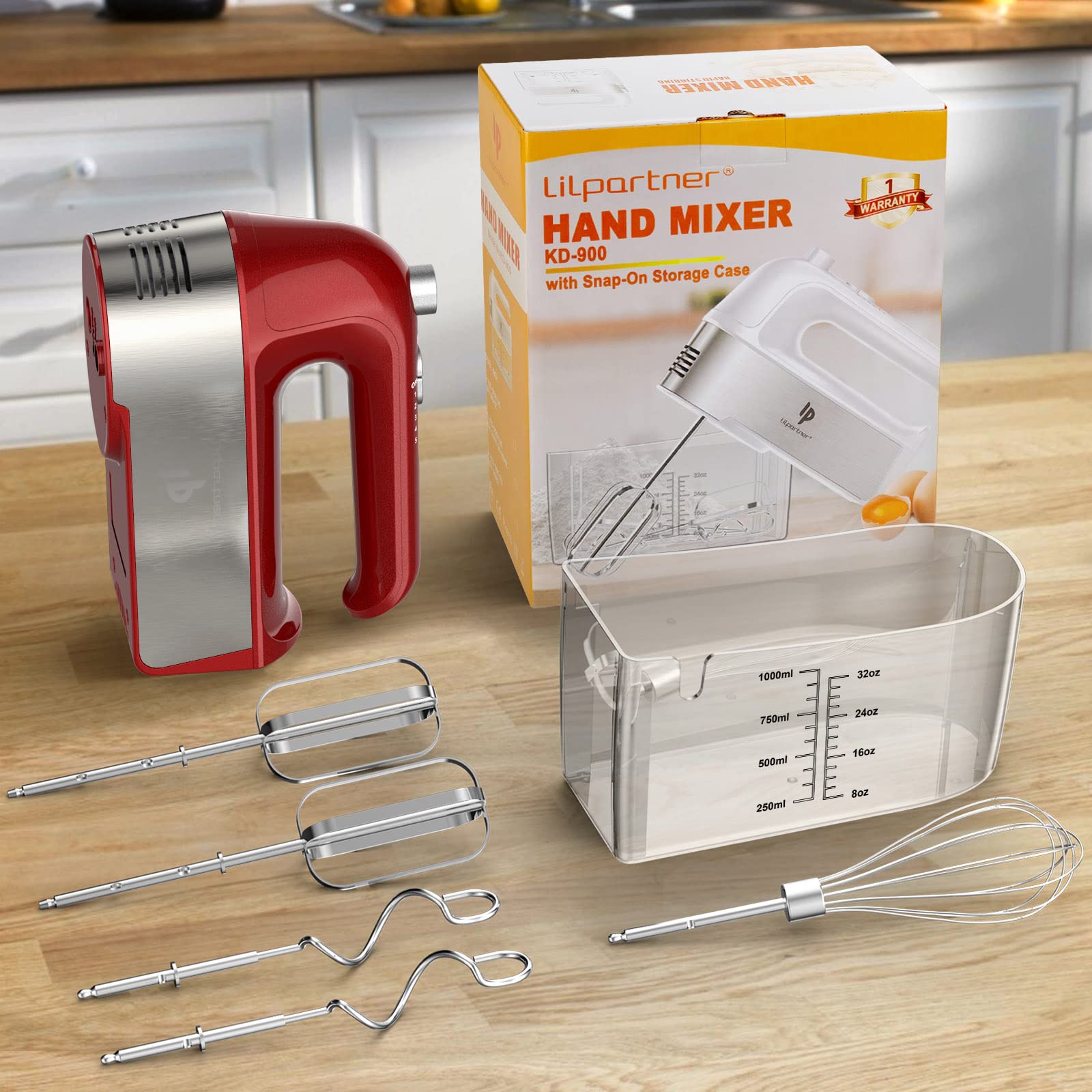 LILPARTNER red hand mixer adds stylish flair to kitchen prep