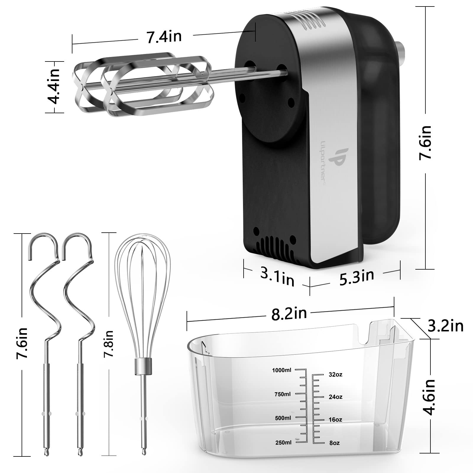 LILPARTNER stainless steel attachments for beating, whisking, and kneading