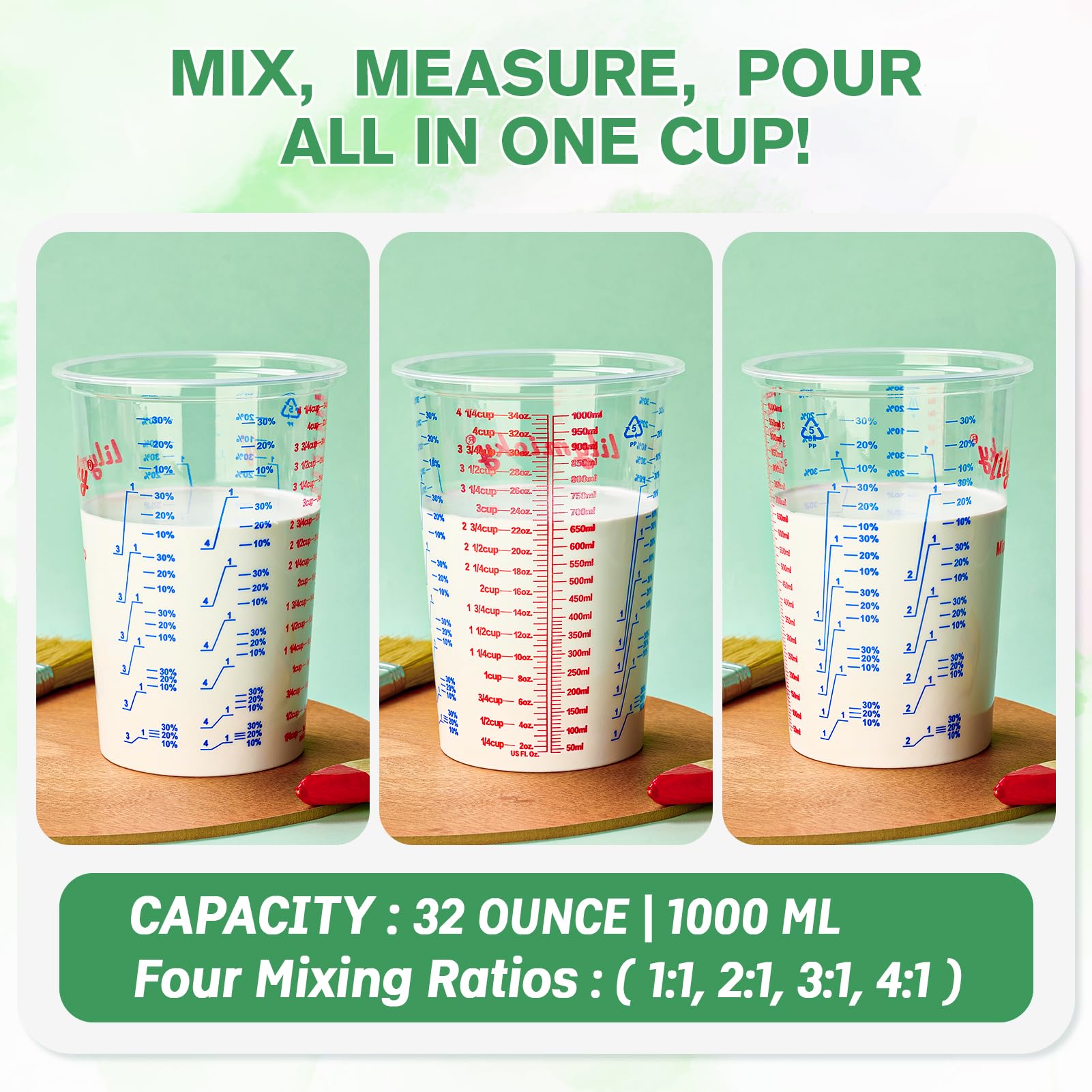Lilymicky sturdy 32 oz cup with thickened marks and stable base