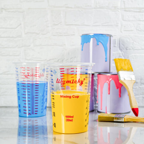 Lilymicky epoxy cup displaying 2:1, 3:1, 4:1 ratios for precise blends