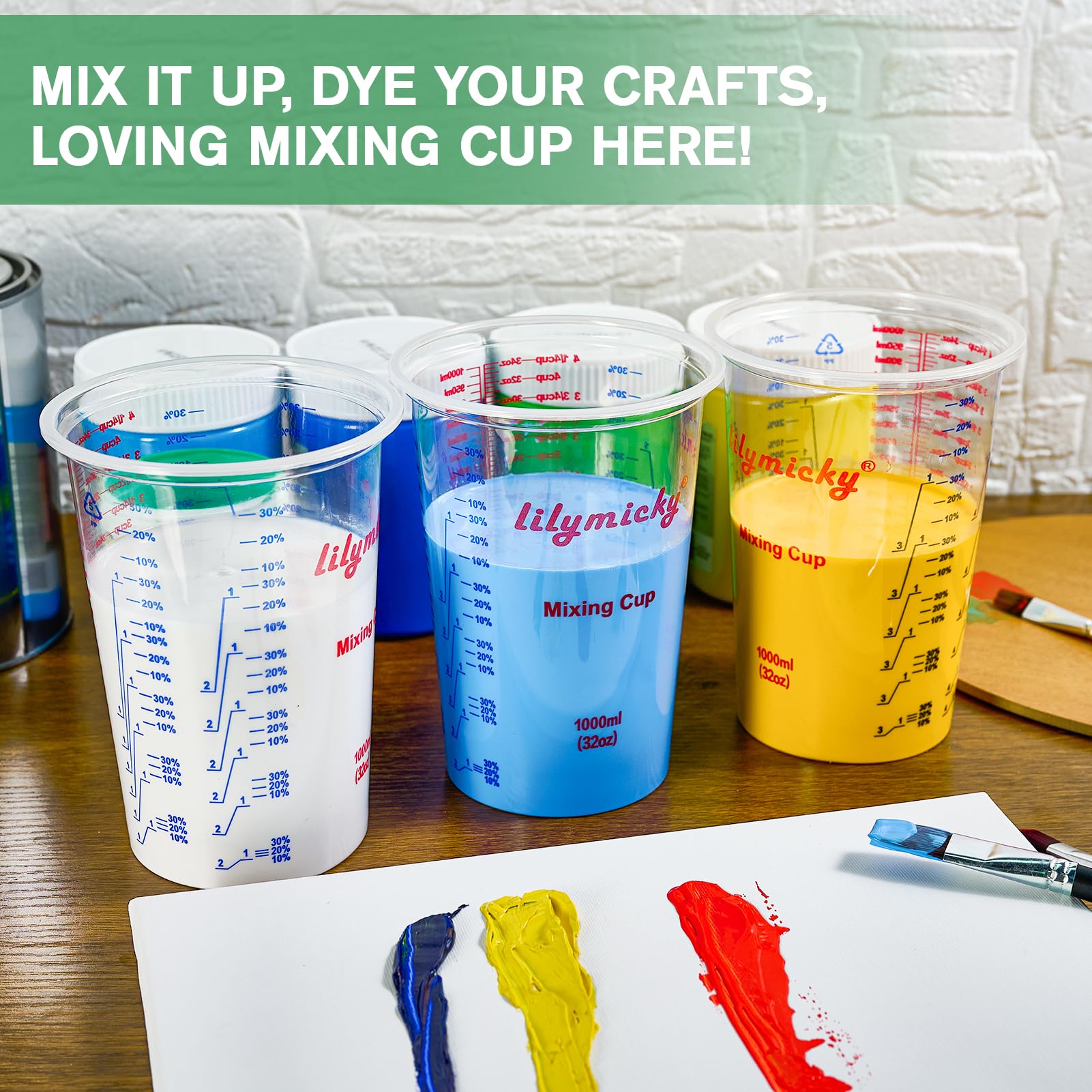 Lilymicky 32 oz cups with precise measurements for crafts