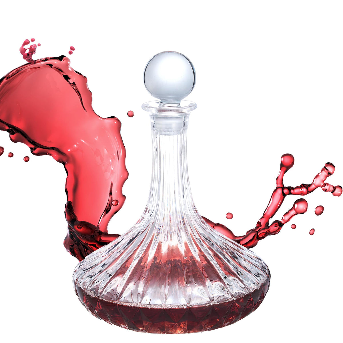 Lily's Home 1000ml wine decanter with glass stopper in focus, showcasing pour control