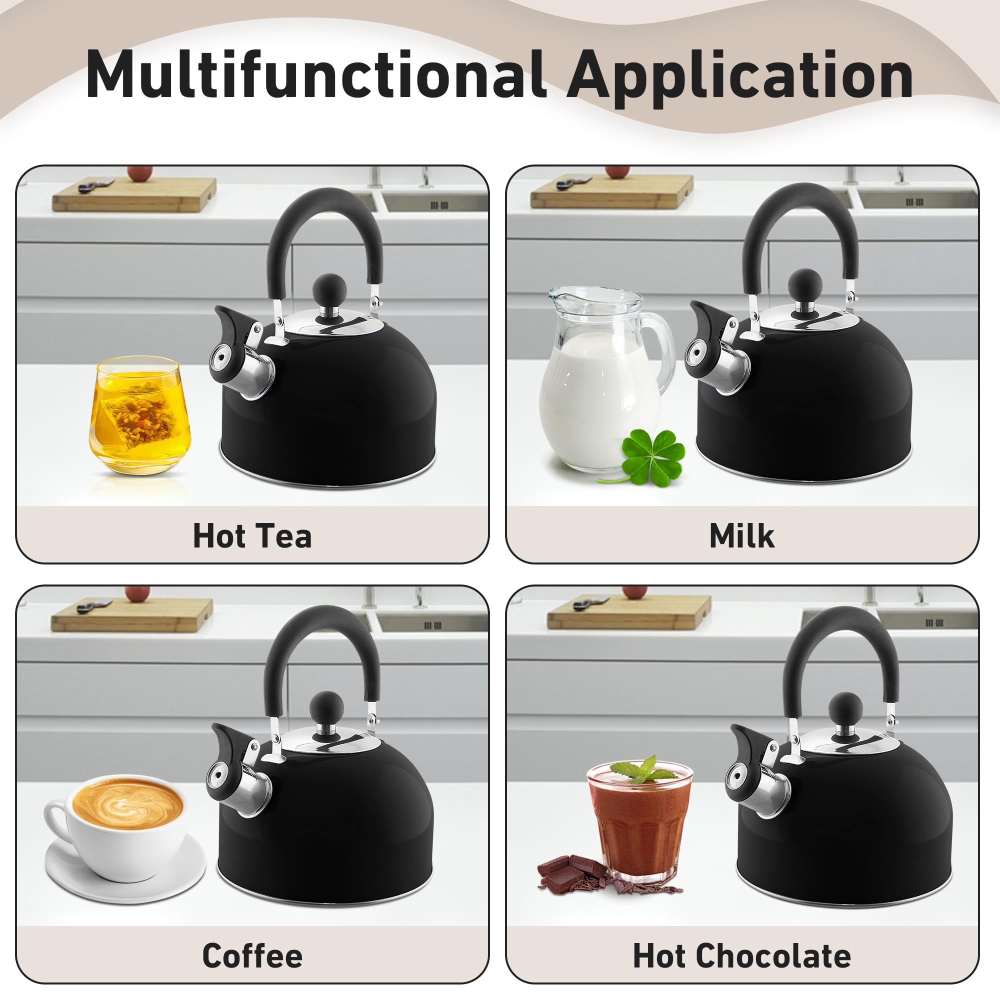 Lily's Home kettle works with gas, electric, glass, and induction stoves
