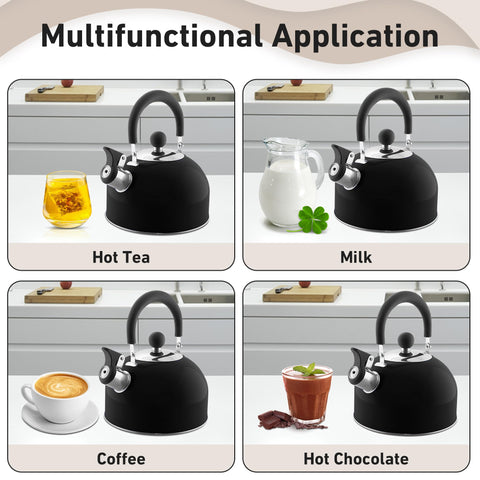 Lily's Home kettle works with gas, electric, glass, and induction stoves