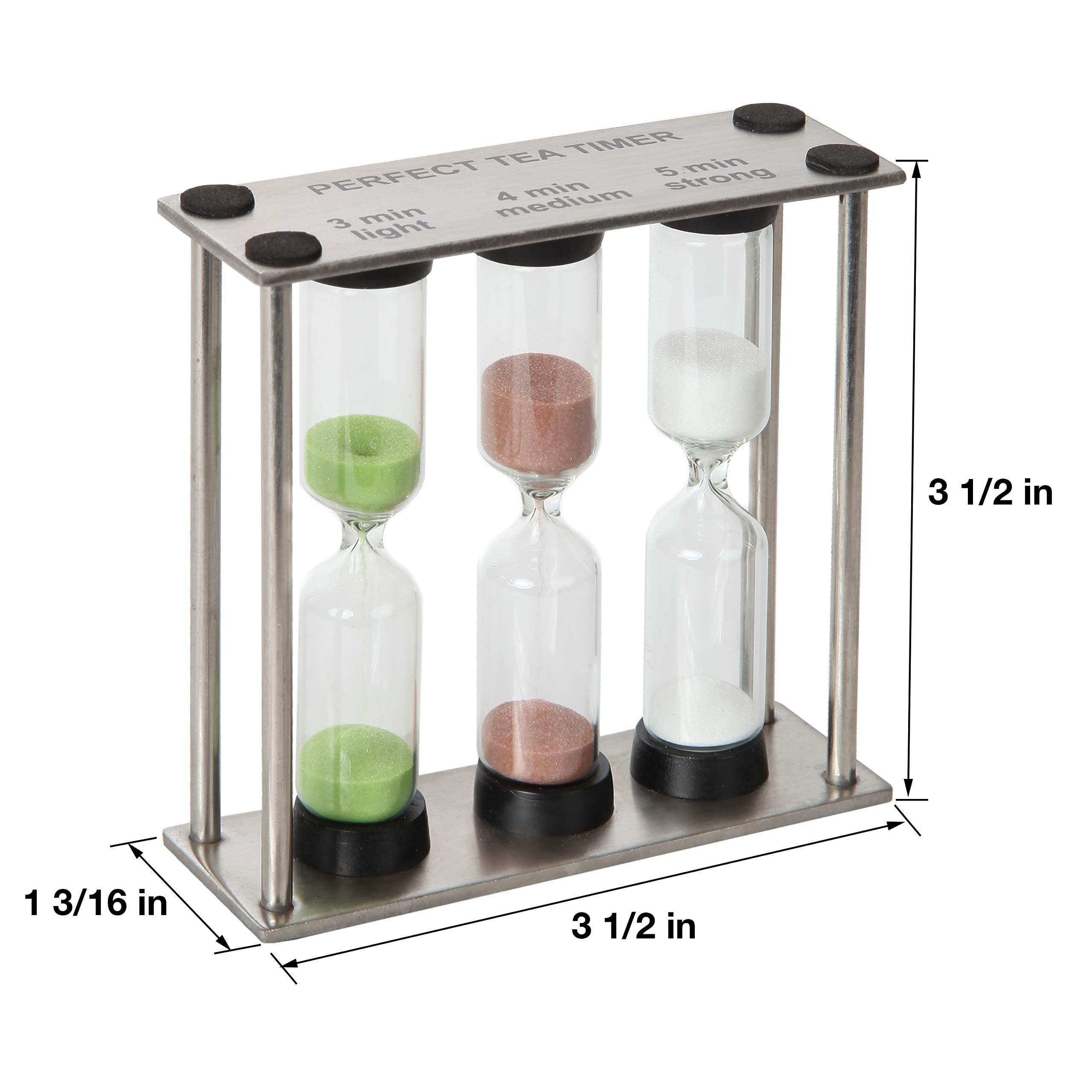 Lily's Home 3-in-1 tea timer side view with brushed steel frame for stylish timing