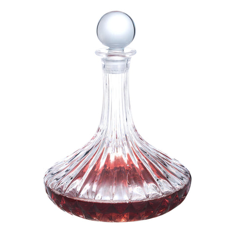 Lilys Home hand-blown glass decanter highlighting craftsmanship and shape