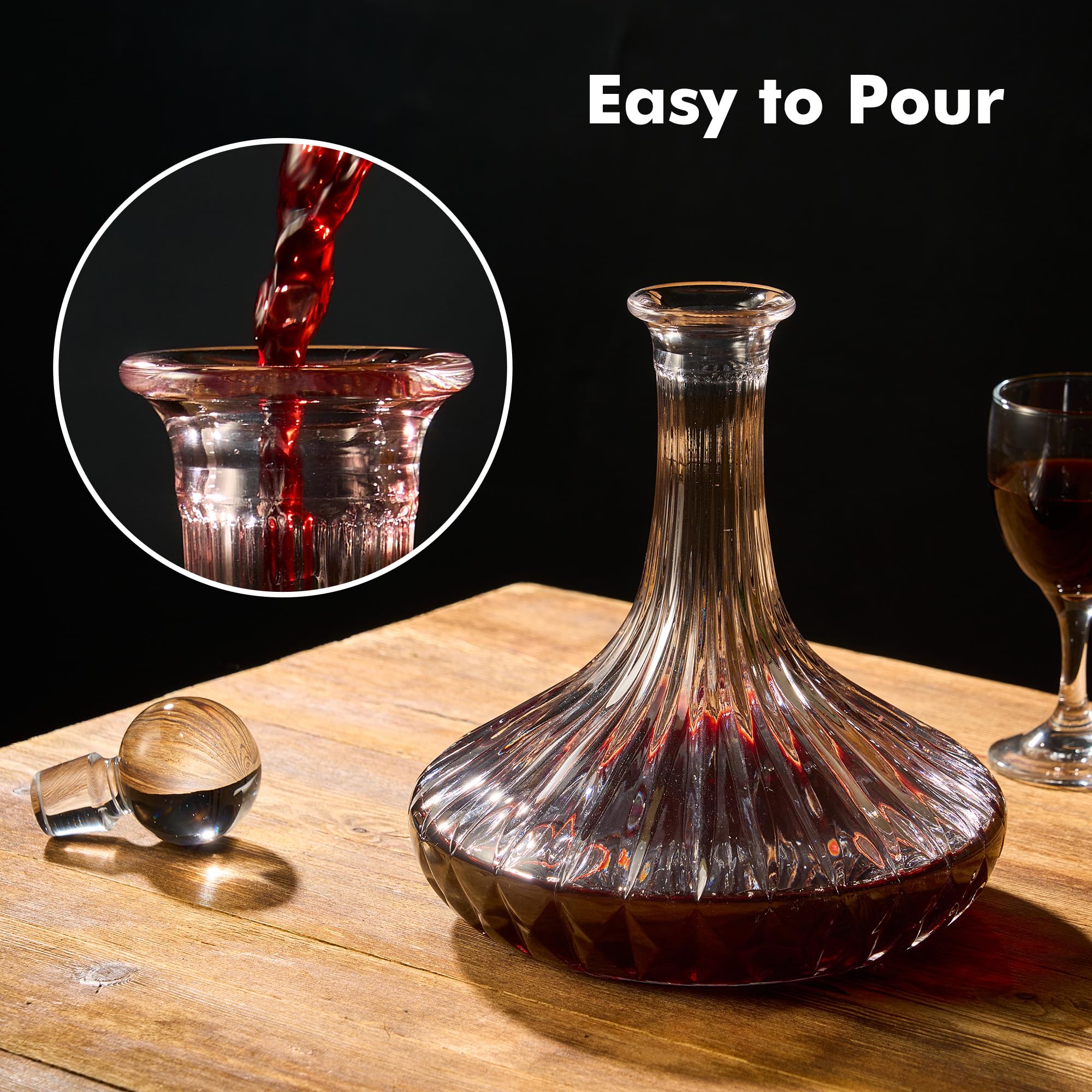 Lilys Home wine decanter aeration action for enhanced aroma