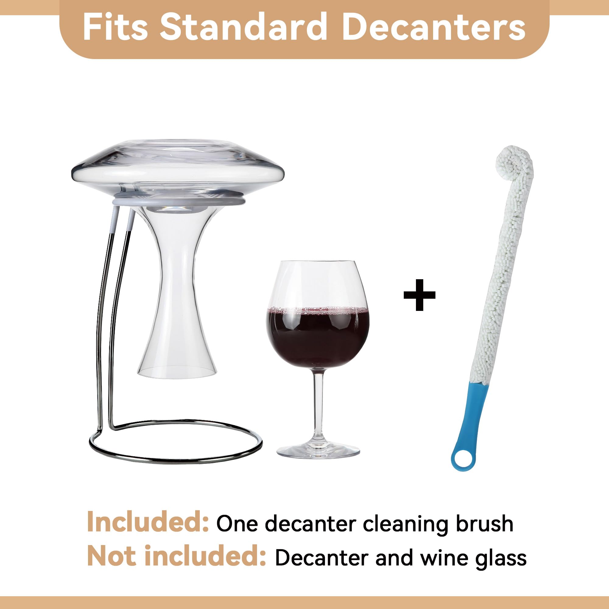 Lily's Home decanter drying stand close-up; rubber rim guards against scratches.