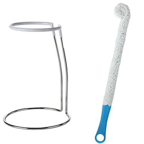Lily's Home decanter drying stand side angle; rubber-coated top protects surfaces.