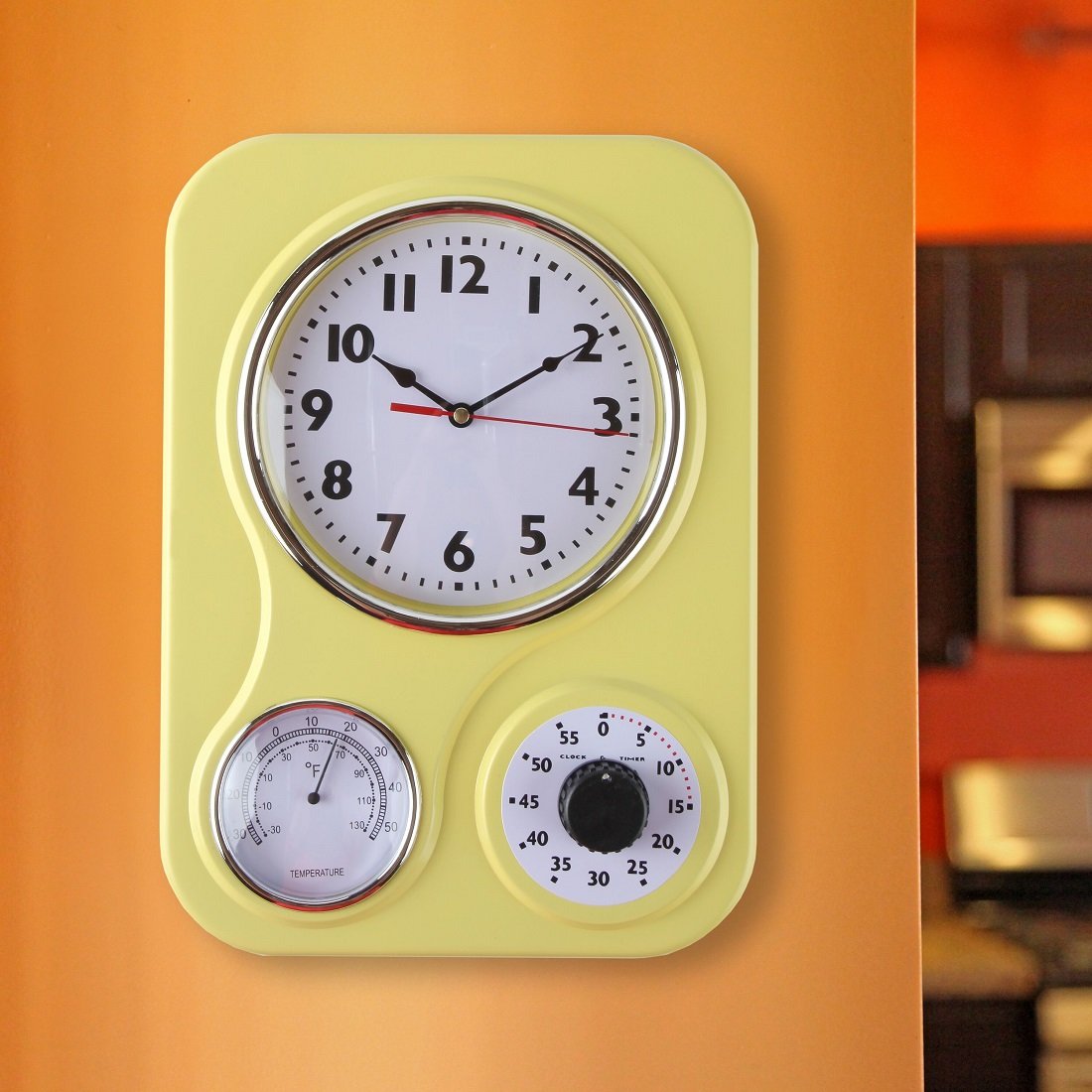 Lily's Home yellow vintage clock with large digits for easy readability.