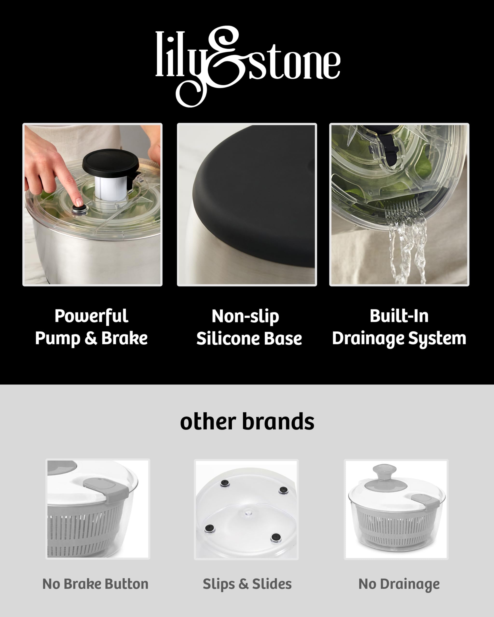 lilystone salad spinner bowl used for serving and mixing