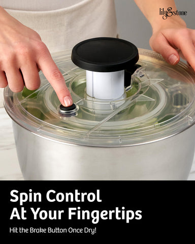 lilystone brake button provides precise spin control on the counter
