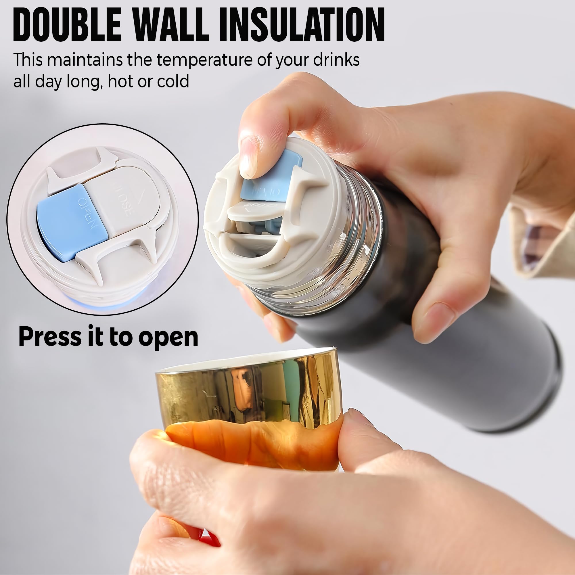 Limima 500ml capacity tumbler fits car cup holders for easy transport.