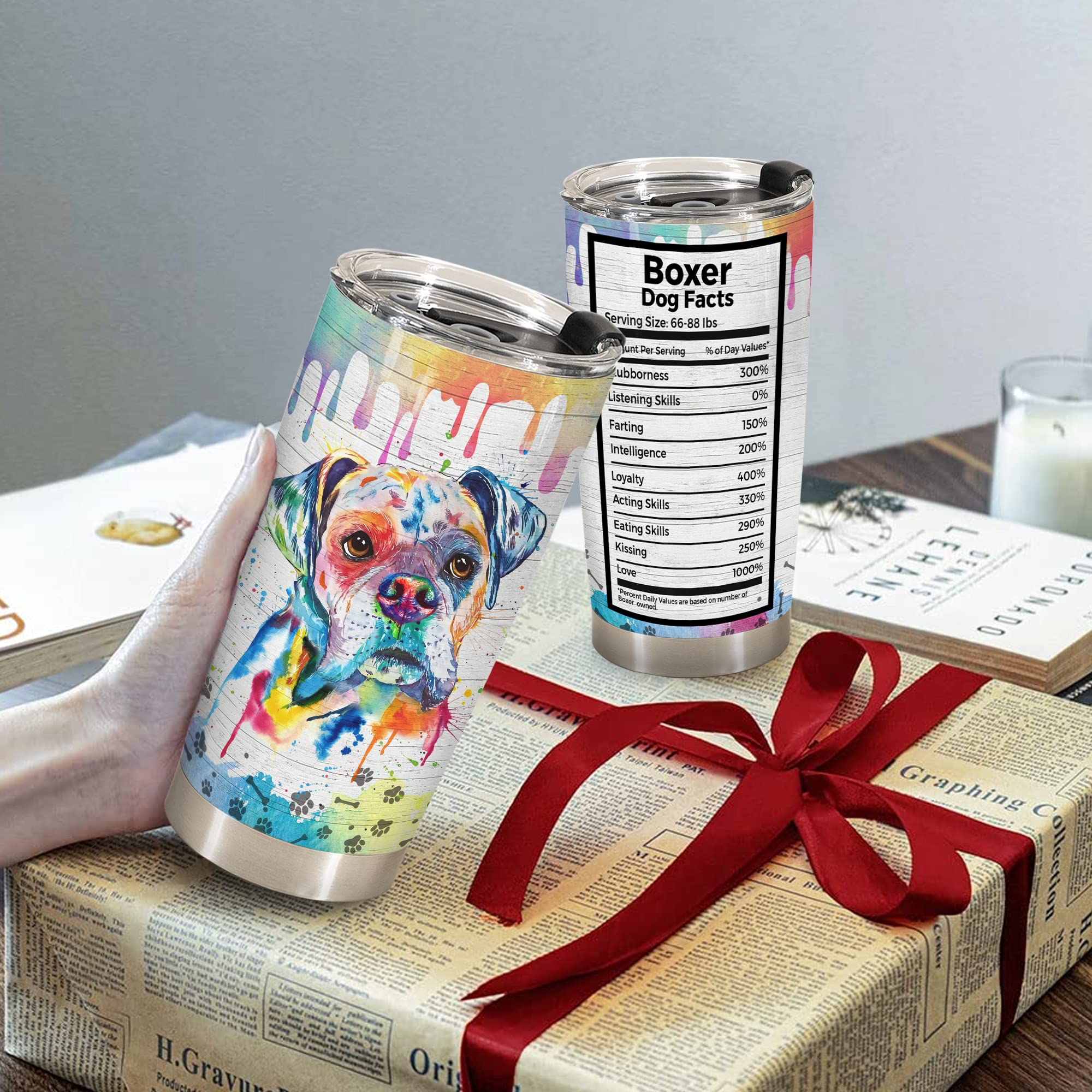 Limima boxer tumbler held in hand demonstrates portable 20oz size