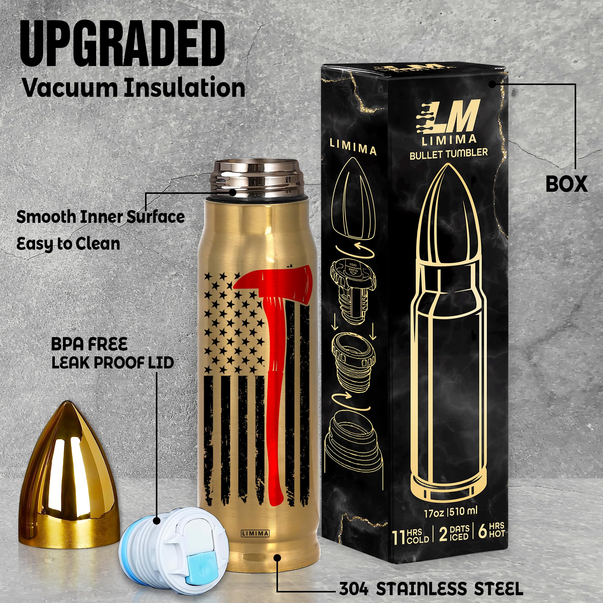 Limima gift-for-dad firefighter tumbler for daily hydration on shifts