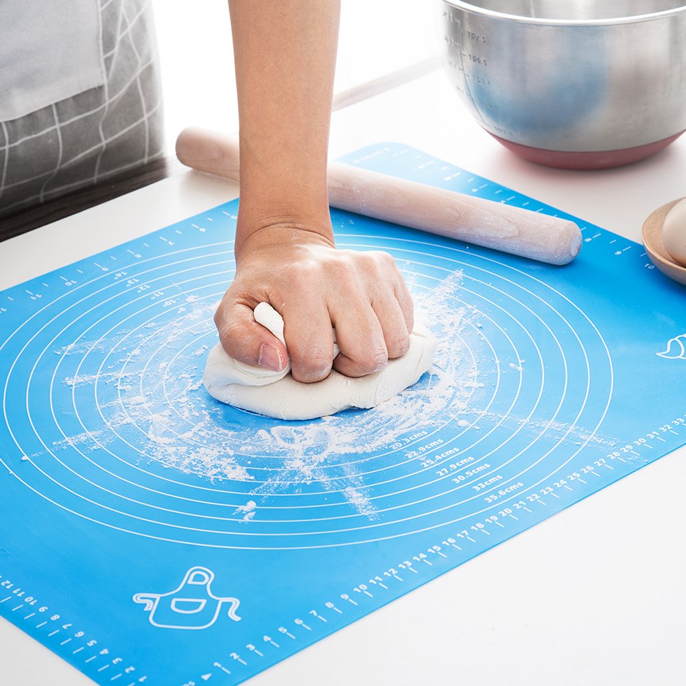 LIMNUO blue extra-thick silicone baking mat for durable dough rolling
