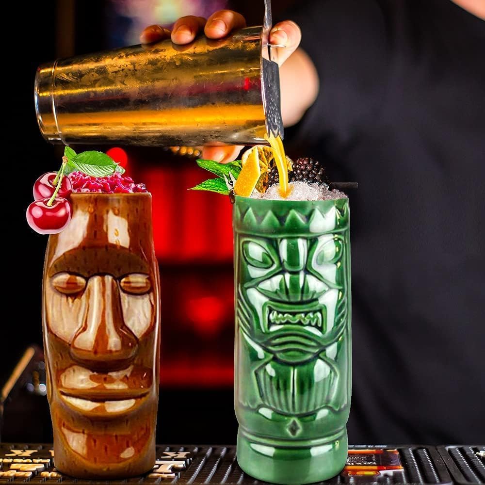 LINALL Large Tiki Mug Drinkware complements home bars and entertaining setups.