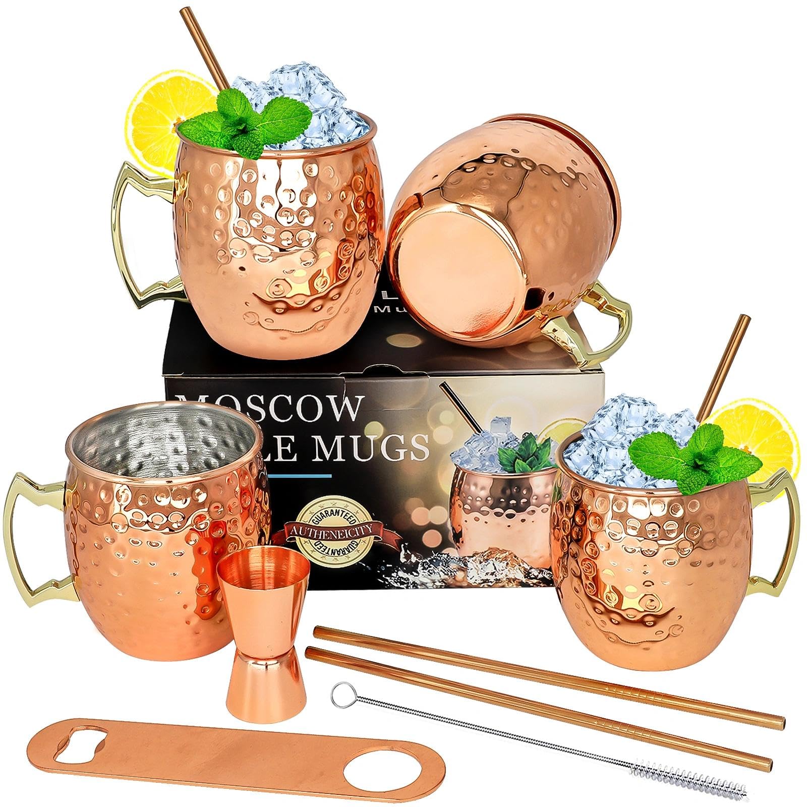 LINALL Moscow Mule mug 18oz front view, durable stainless steel keeps drinks cold