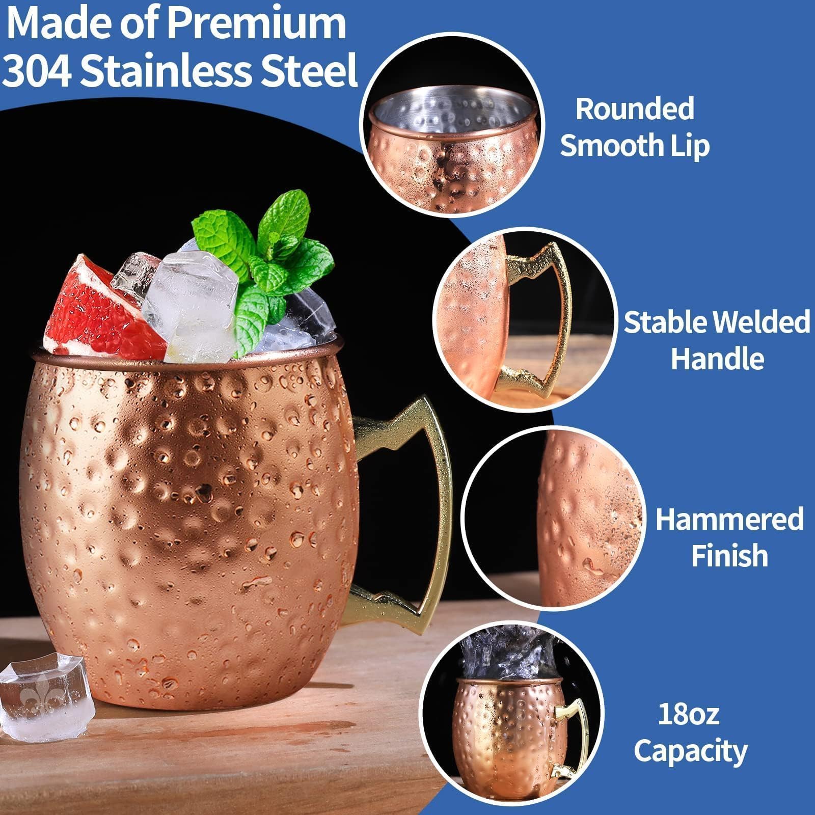 LINALL Moscow Mule mug side handle, comfortable grip during outdoor gatherings