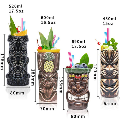 LINALL tiki-mugs hand-painted detail adds vibrant art to any drink