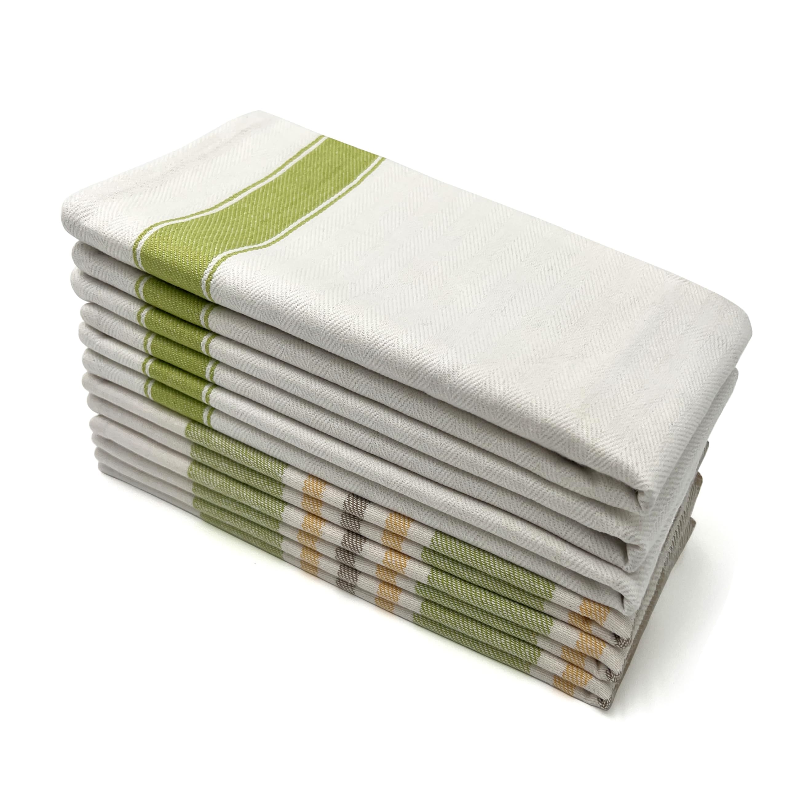 Lincoln & Palm tea towel with herringbone green stripe dries dishes quickly and adds elegance.
