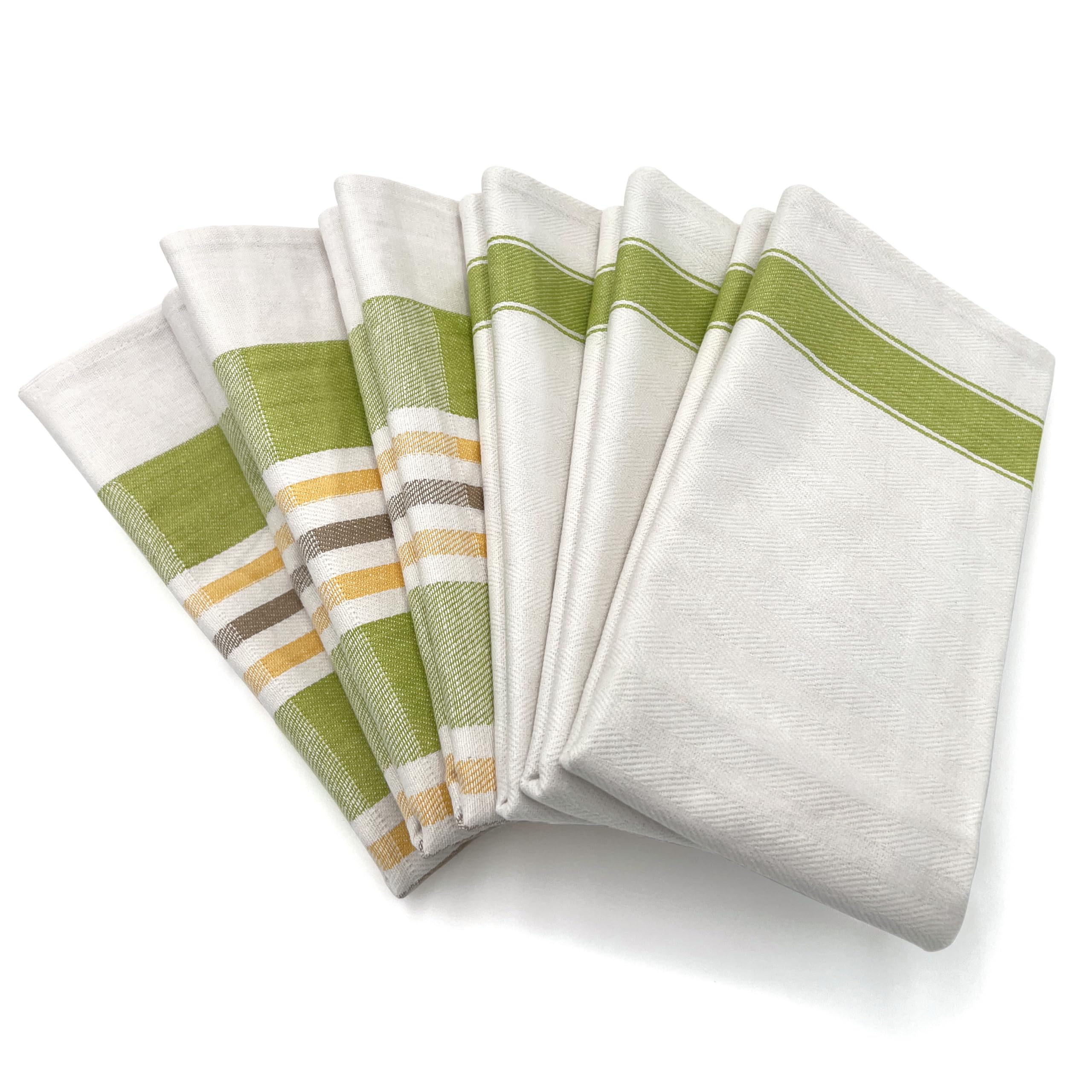 Lincoln & Palm green-striped towel showcases absorbent cotton for fast kitchen drying.