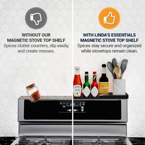 Linda's Essentials 30-inch over-stove shelf fits most stoves
