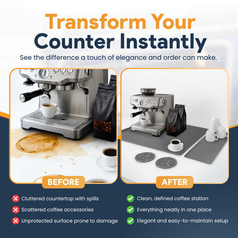 Waterproof and easy-clean surface protects countertops from spills