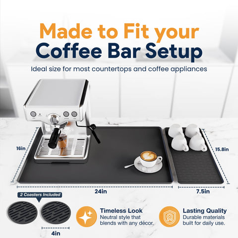 Linda's Essentials detachable drying mat shown on top for mugs and utensils.