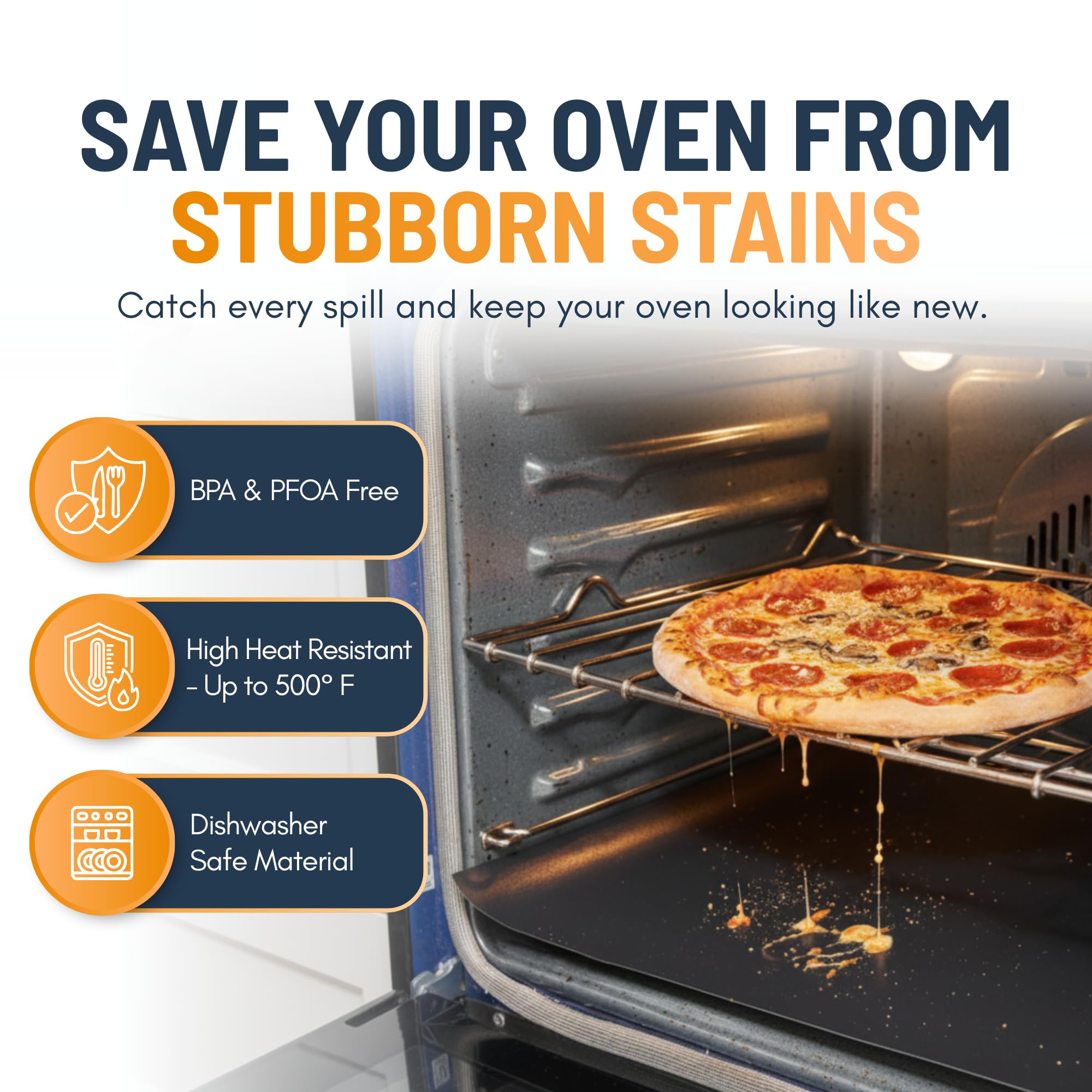 Linda's Essentials heavy-duty mat offers easy cleanup and non-stick protection.