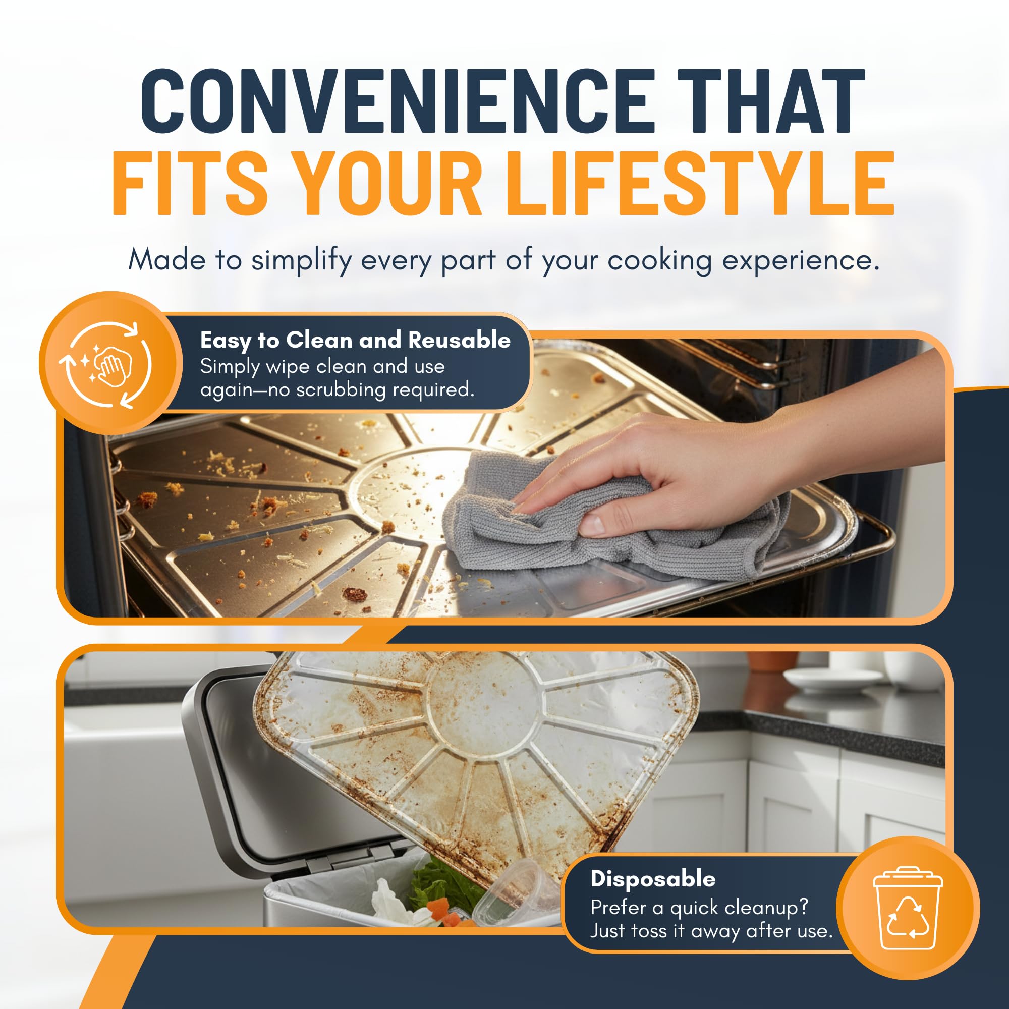 Linda's Essentials multiuse liner for baking and trays simplifies cleanups.