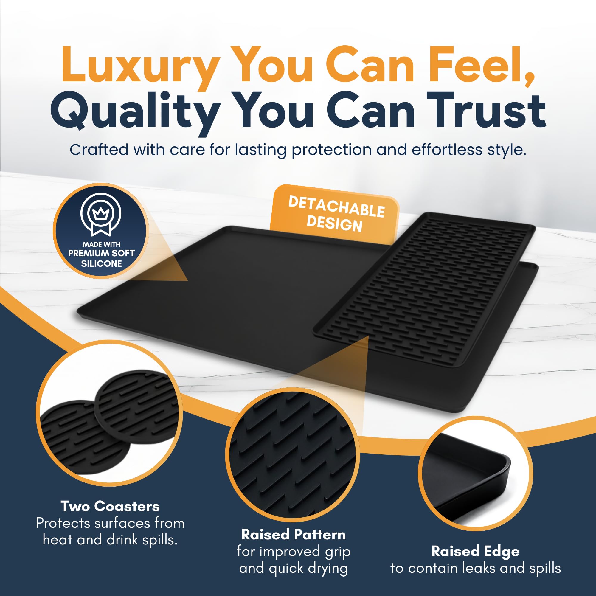 Linda's Essentials non-slip mat stabilizes espresso gear and protects surfaces.