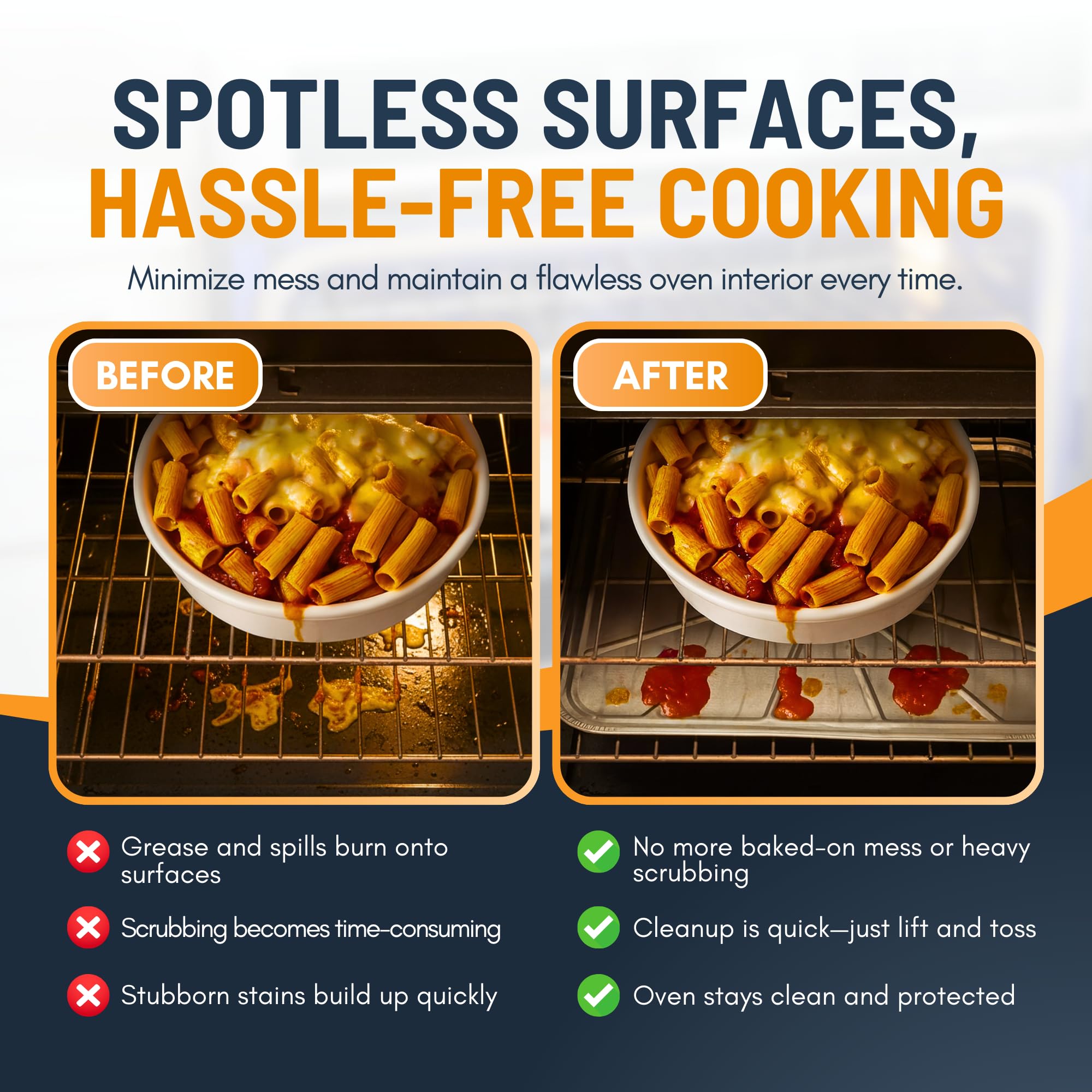 Linda's Essentials oven liner tear-resistant-bottom protection prevents messes during roasting