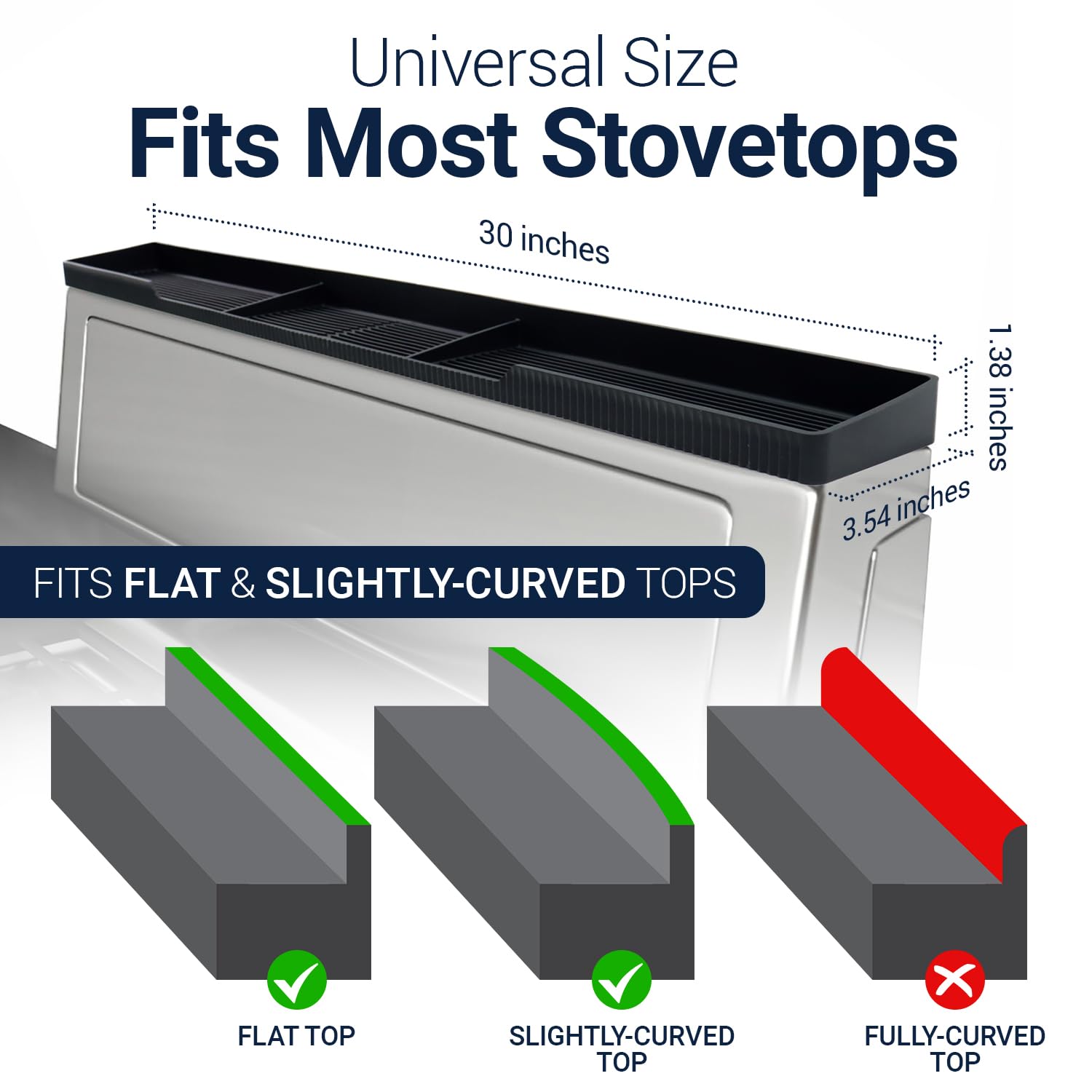 Linda's Essentials over-stove shelf magnets securely attach for quick, tool-free setup