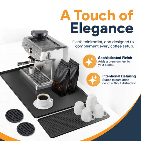 Linda's Essentials raised-edge design contains spills for easy cleanup.