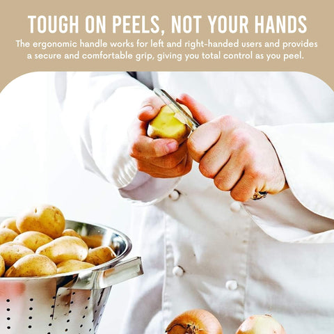 18/10 stainless steel blade stays sharp on the Linden Sweden peeler.