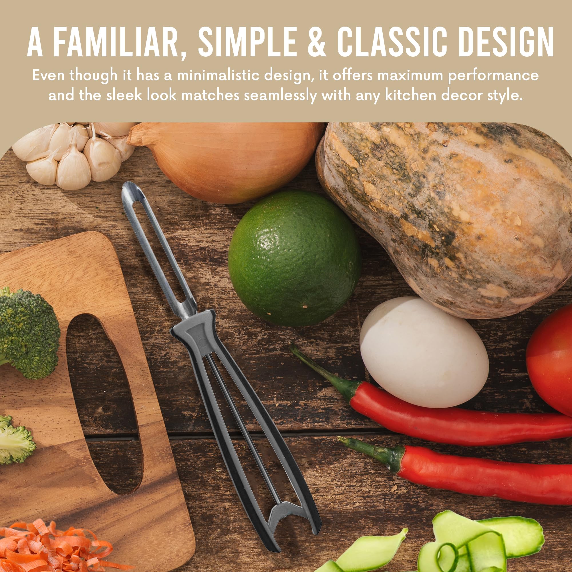 Compact 6.5-inch Linden Sweden peeler designed for easy storage.