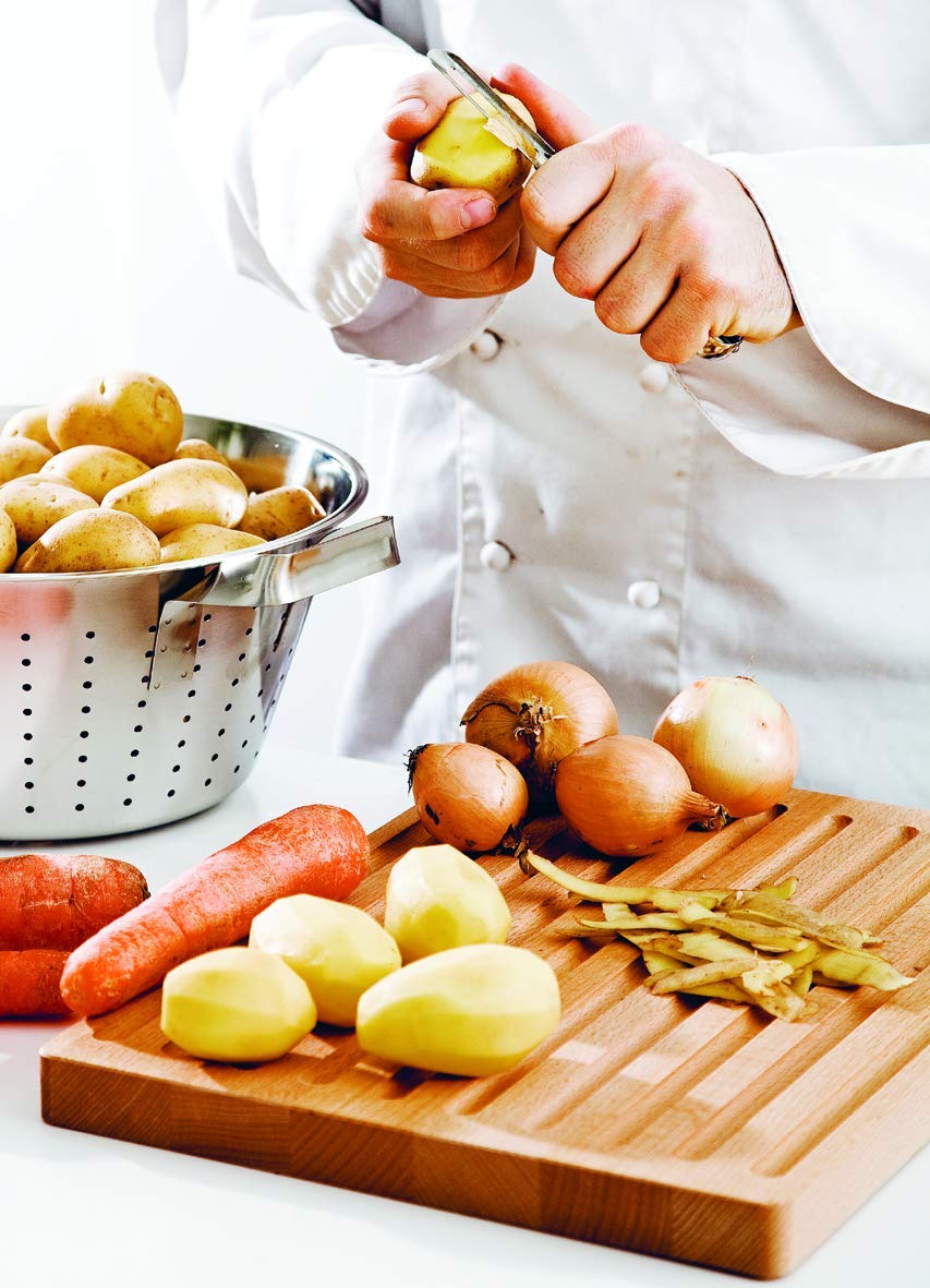 Ergonomic gray handle of Linden Sweden peeler for a secure grip.