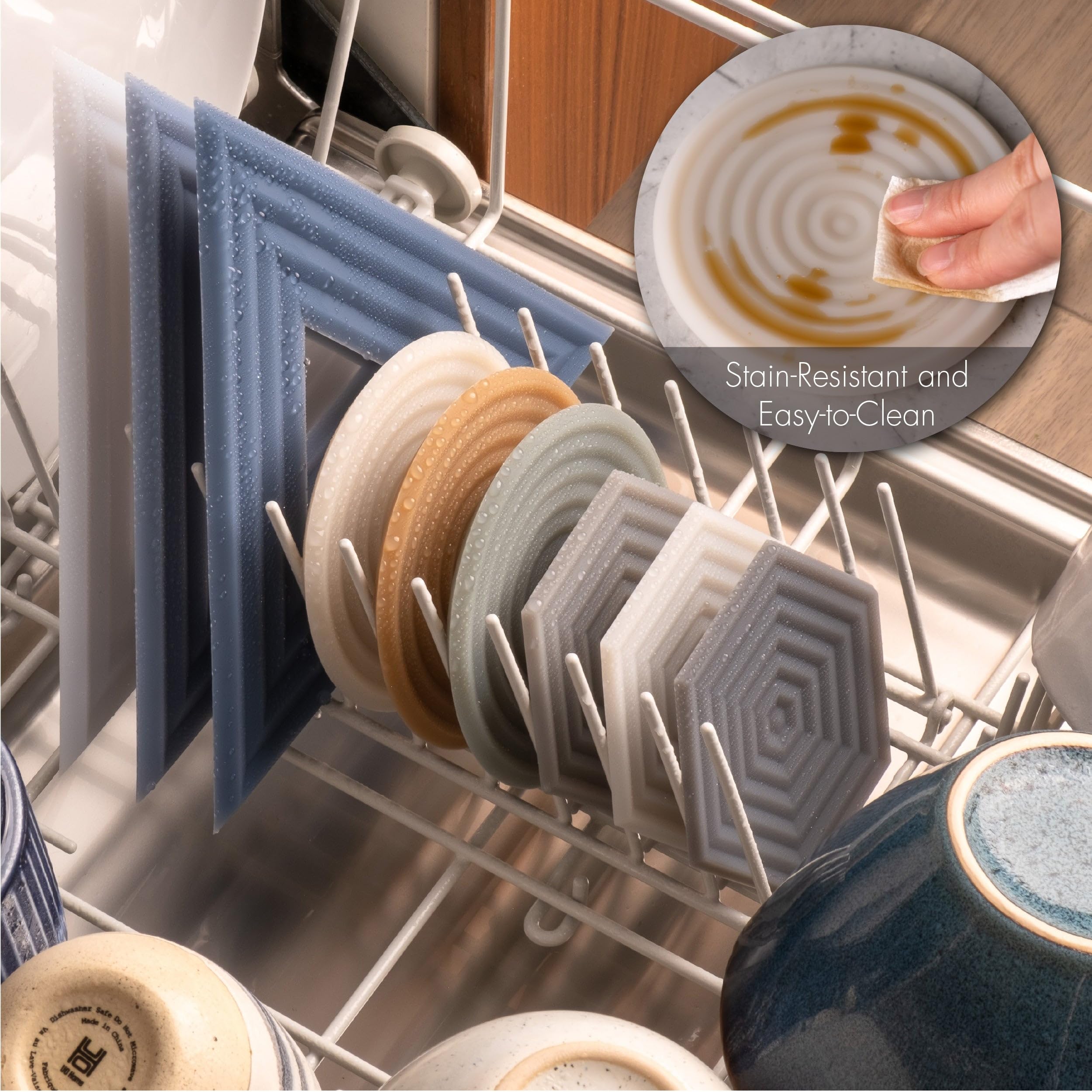LINE+ARC Degrē coasters sandstone set adds durable, easy-care decor to tables.