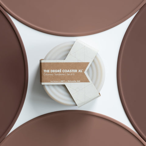 LINE+ARC Degrē coasters suit outdoor mid-century style on patios.